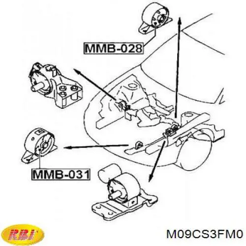Coxim (suporte) dianteiro de motor M09CS3FM0 RBI