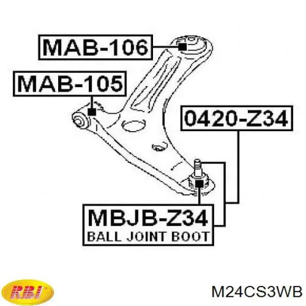 Bloco silencioso dianteiro do braço oscilante inferior RBI M24CS3WB preço, a partir de 12,19 USD