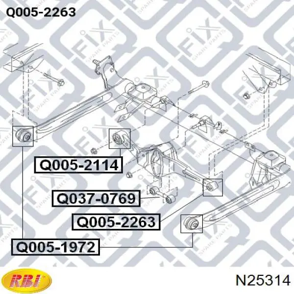 Compre N25314 RBI Bloco silencioso traseiro de braço oscilante transversal