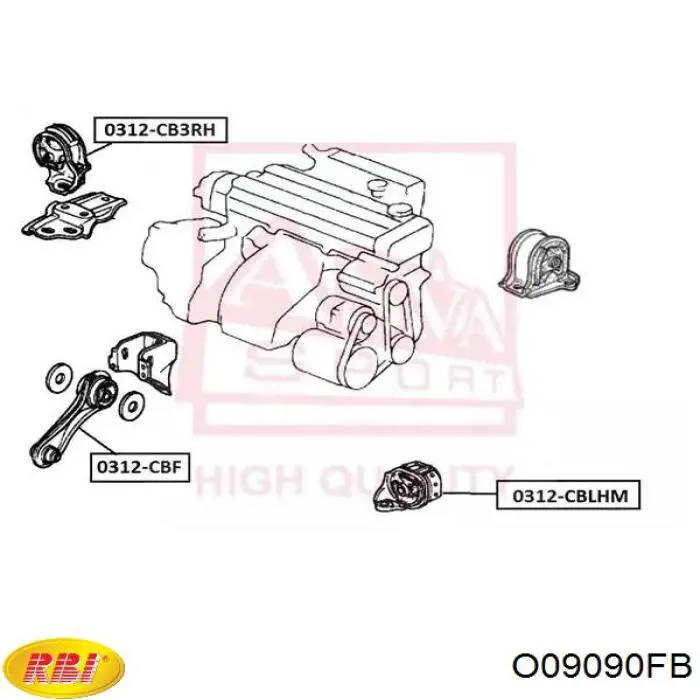 Coxim (suporte) dianteiro de motor RBI O09090FB preço, a partir de 14,14 USD