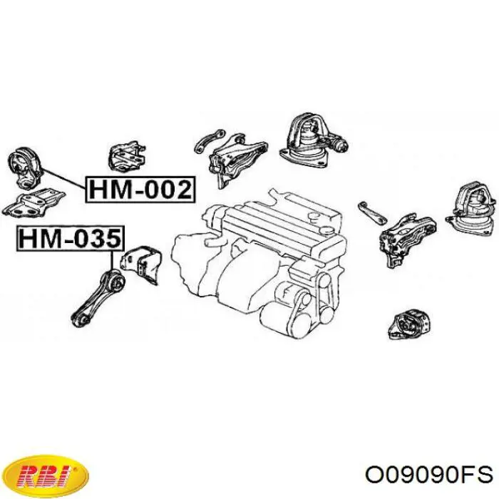 O09090FS RBI Coxim (suporte) dianteiro de motor
