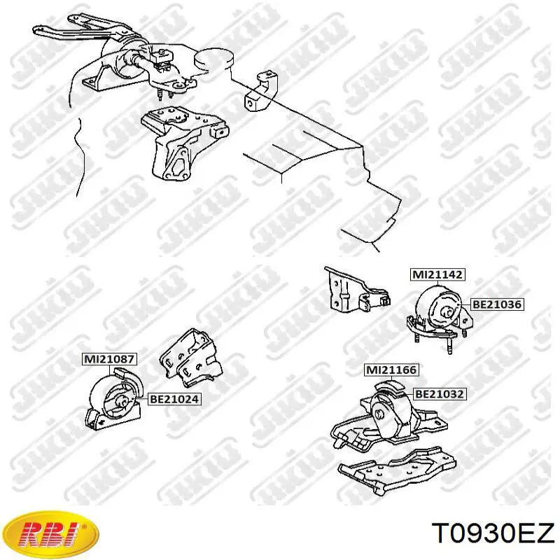 Coxim (suporte) traseiro de motor T0930EZ RBI