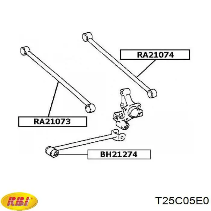 T25C05E0 RBI Bloco silencioso da barra longitudinal traseira
