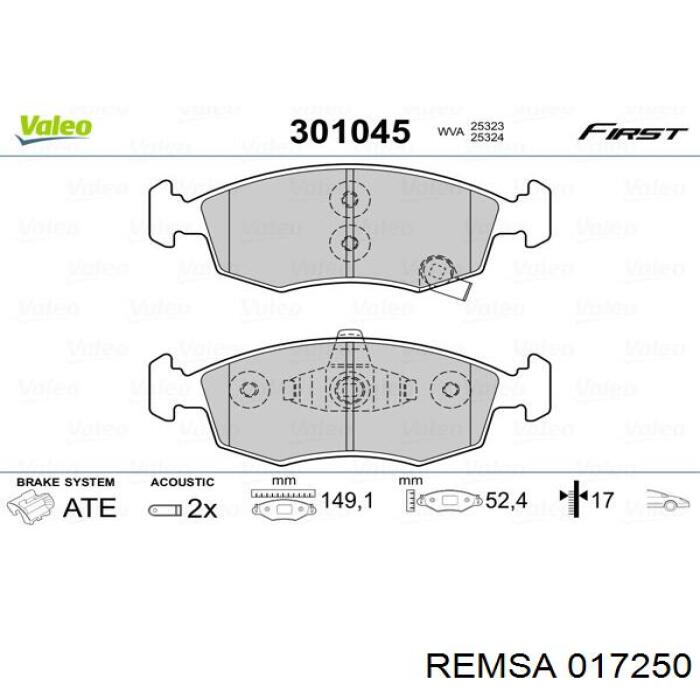 Sapatas do freio dianteiras de disco Remsa 017250 preço, a partir de 31,41 USD