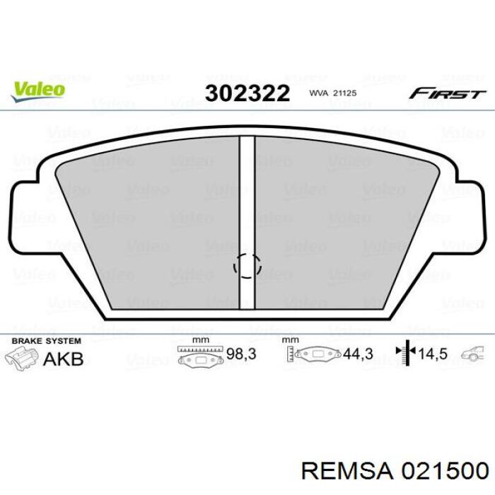 Compre 021500 Remsa Sapatas do freio traseiras de disco