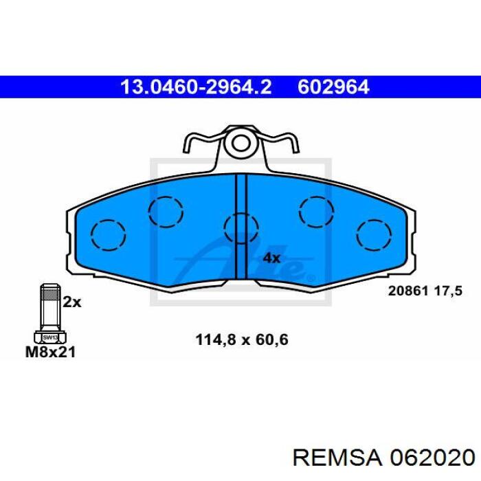 Sapatas do freio dianteiras de disco Remsa 062020 preço, a partir de 21,07 USD