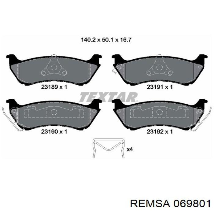 Compre 069801 Remsa Sapatas do freio traseiras de disco