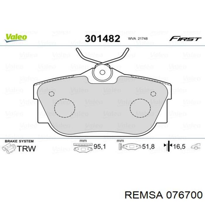 Compre 076700 Remsa Sapatas do freio traseiras de disco