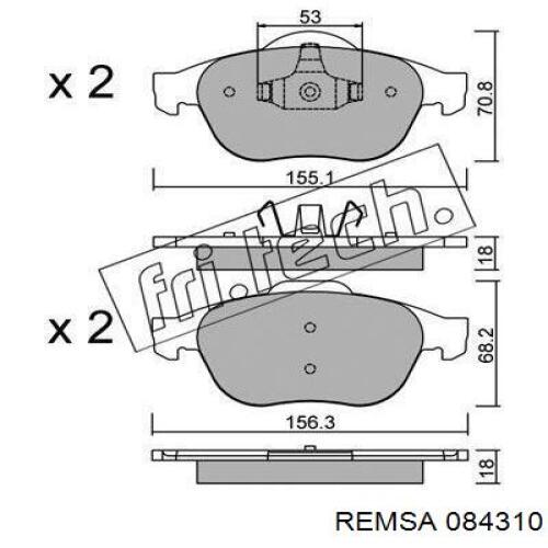 Compre 084310 Remsa Sapatas do freio dianteiras de disco