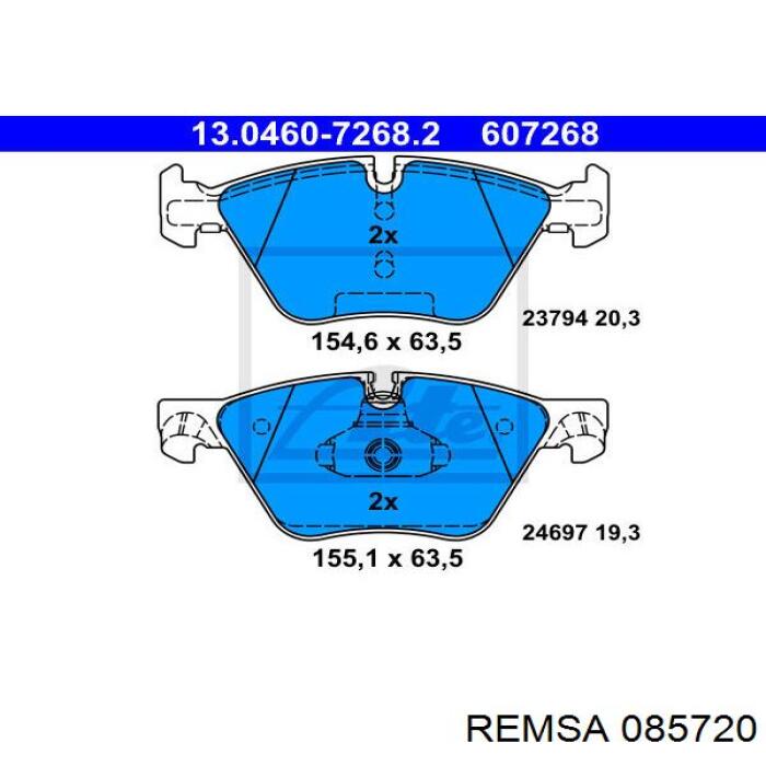 Sapatas do freio dianteiras de disco Remsa 085720 preço, a partir de 49,53 USD