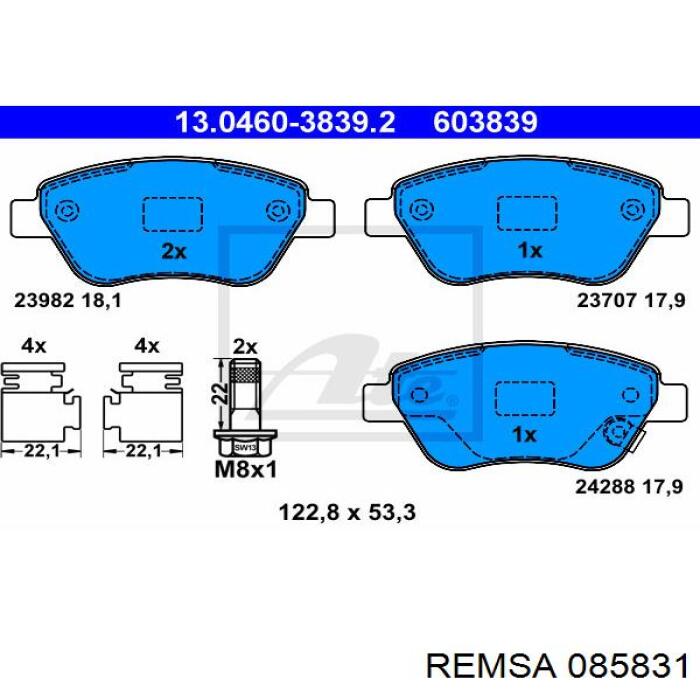 Sapatas do freio dianteiras de disco Remsa 085831 preço, a partir de 25,48 USD