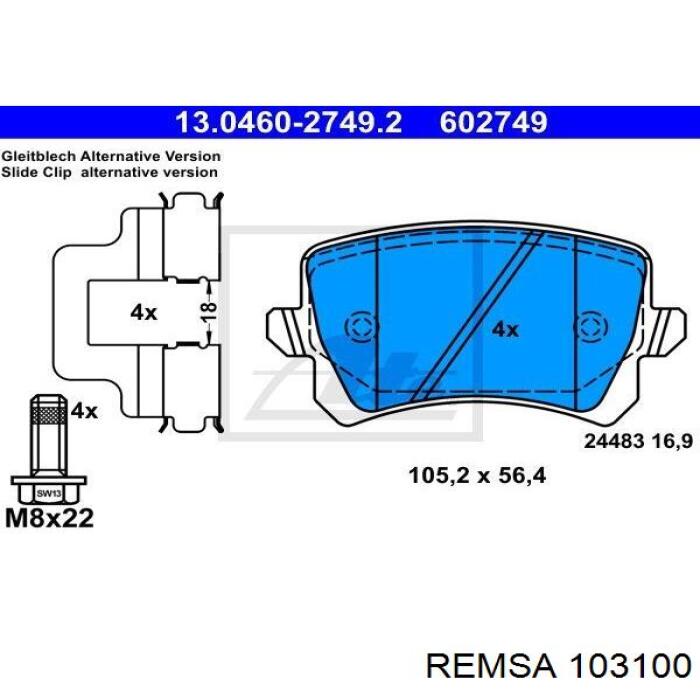 Compre 103100 Remsa Sapatas do freio traseiras de disco