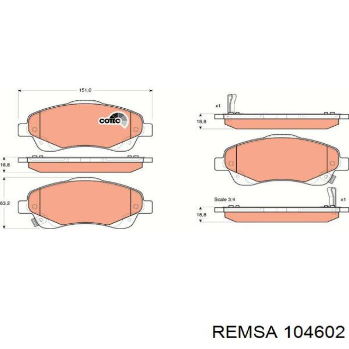 Compre 104602 Remsa Sapatas do freio dianteiras de disco