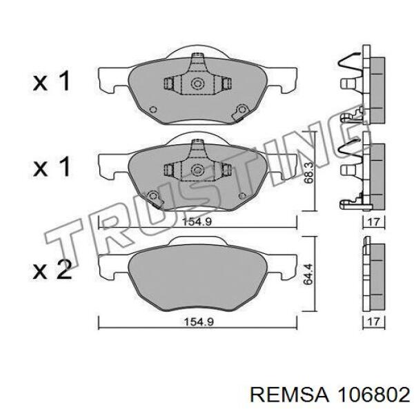 Compre 106802 Remsa Sapatas do freio dianteiras de disco