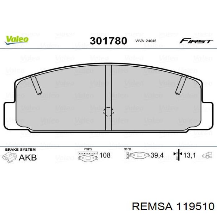 Compre 119510 Remsa Sapatas do freio traseiras de disco