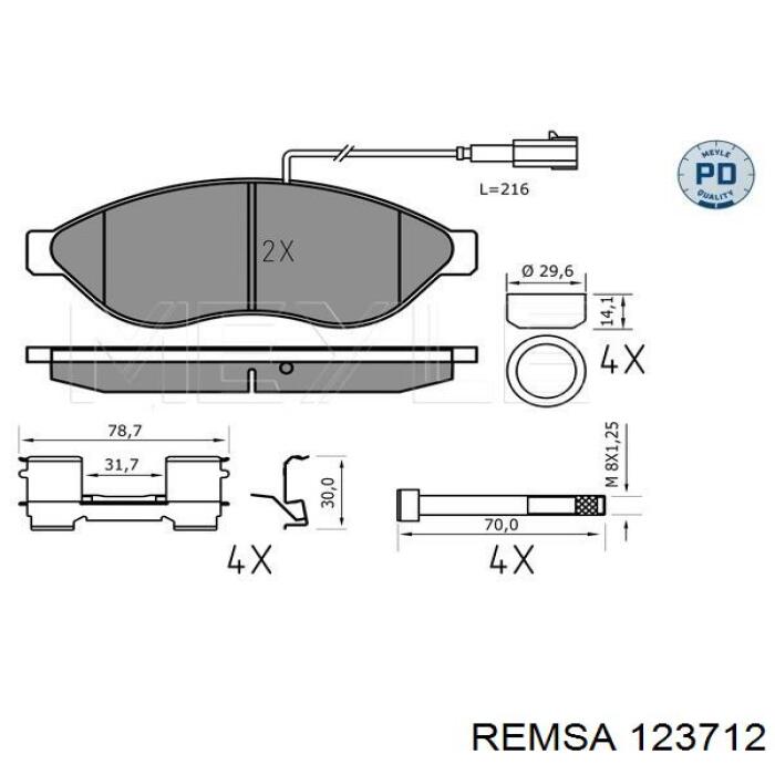 Sapatas do freio dianteiras de disco Remsa 123712 preço, a partir de 48,56 USD