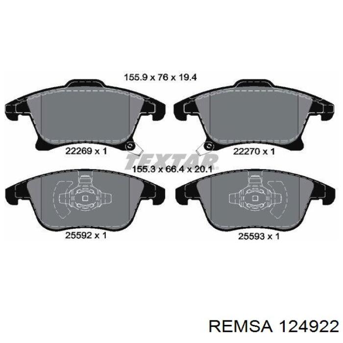 Sapatas do freio dianteiras de disco Remsa 124922 preço, a partir de 34,50 USD