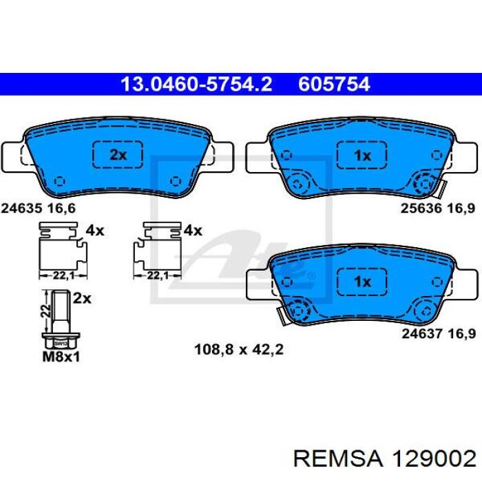 Sapatas do freio traseiras de disco Remsa 129002 preço, a partir de 32,83 USD