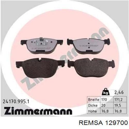 Compre 129700 Remsa Sapatas do freio dianteiras de disco