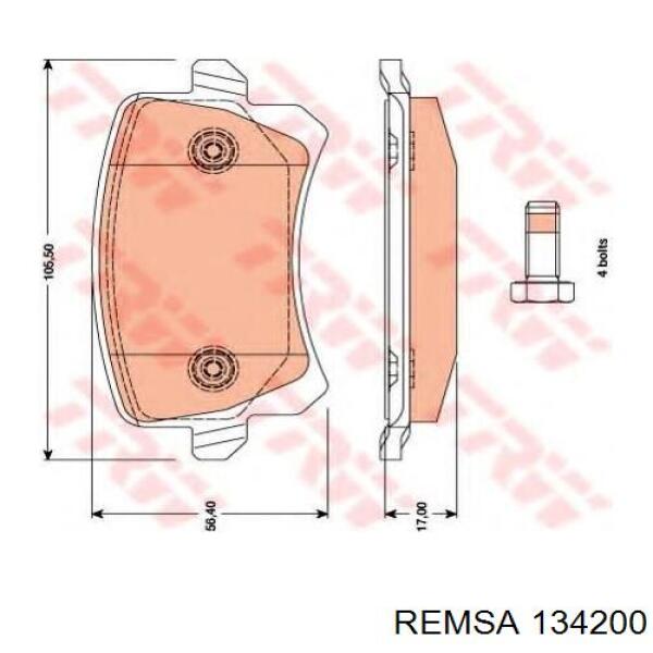 Compre 134200 Remsa Sapatas do freio traseiras de disco