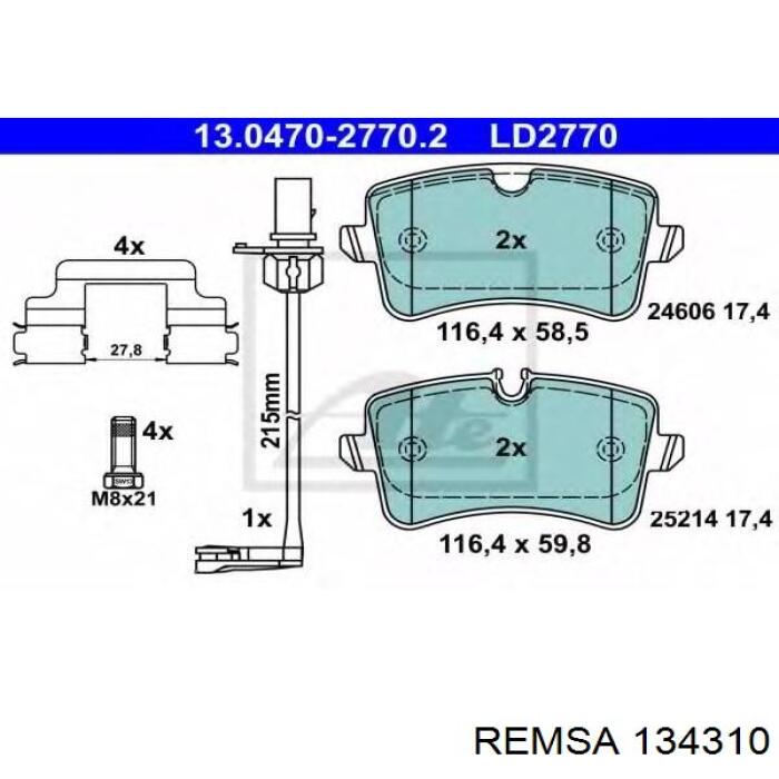 Sapatas do freio traseiras de disco Remsa 134310 preço, a partir de 41,36 USD