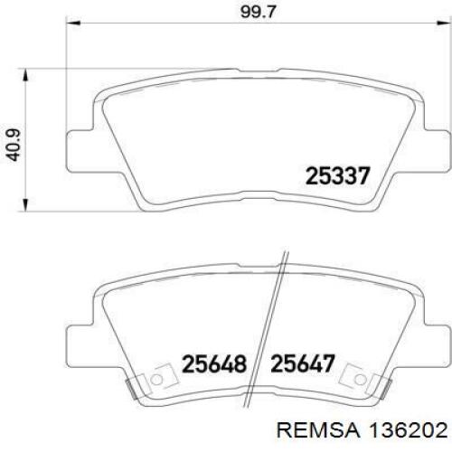 Sapatas do freio traseiras de disco Remsa 136202 preço, a partir de 33,04 USD