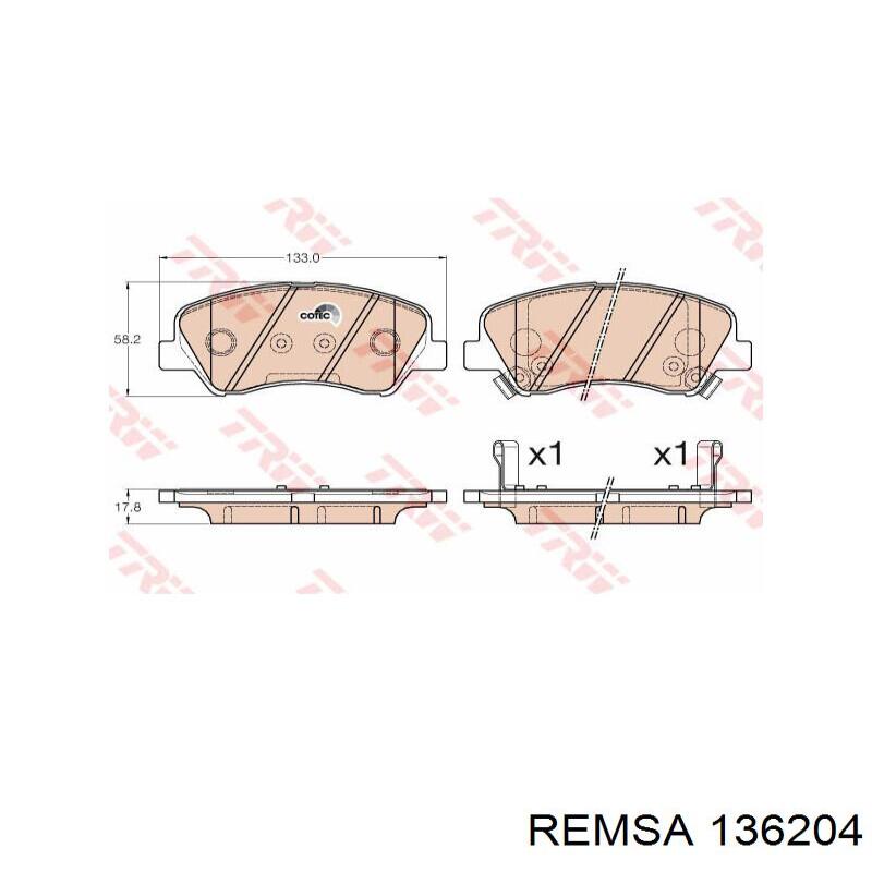 Compre 136204 Remsa Sapatas do freio traseiras de disco