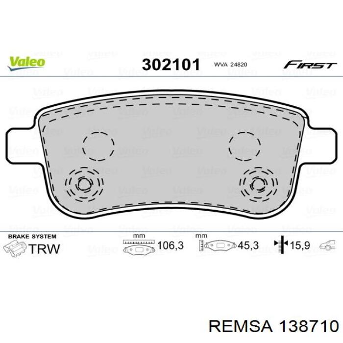 Compre 138710 Remsa Sapatas do freio traseiras de disco