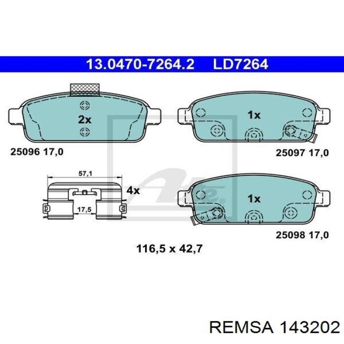 Compre 143202 Remsa Sapatas do freio traseiras de disco