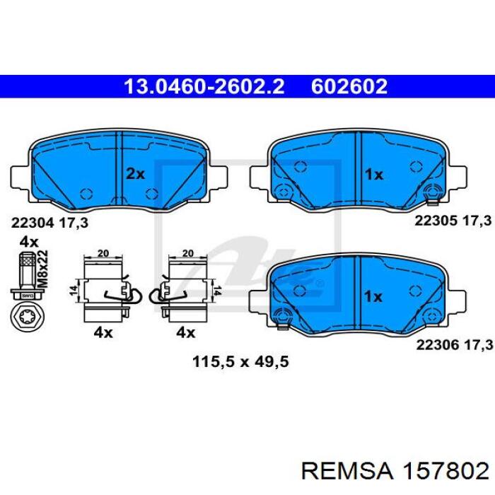 Sapatas do freio traseiras de disco Remsa 157802 preço, a partir de 29,54 USD