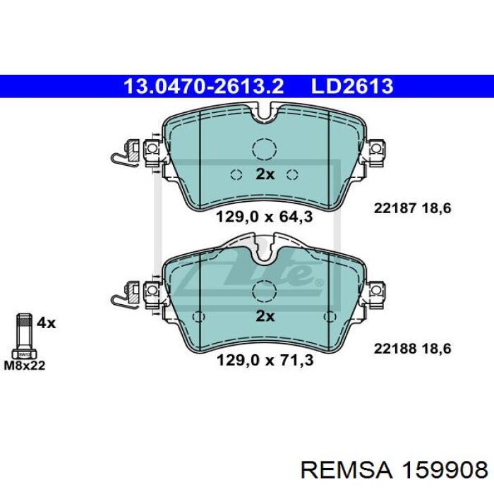 Sapatas do freio dianteiras de disco Remsa 159908 preço, a partir de 43,70 USD