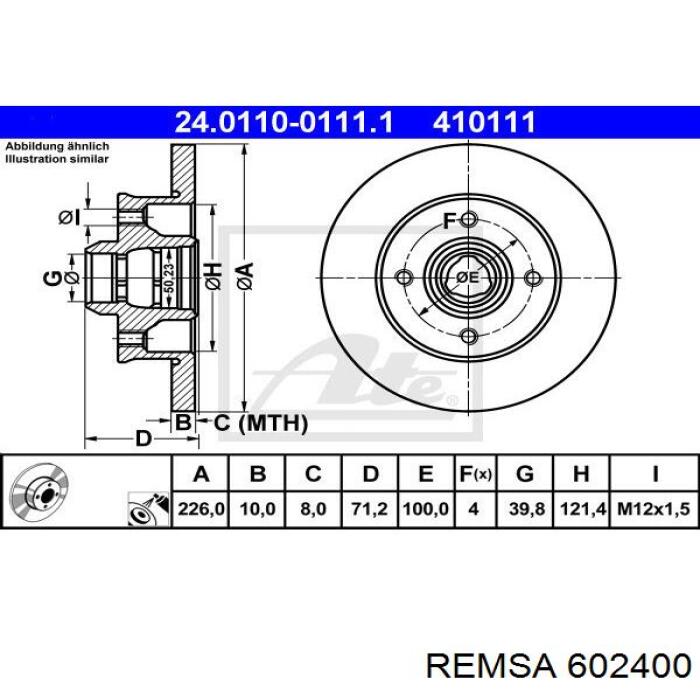 Compre 602400 Remsa Disco do freio traseiro