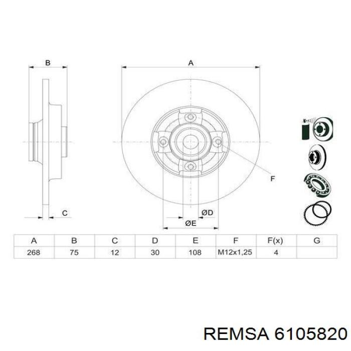 Compre 6105820 Remsa Disco do freio traseiro