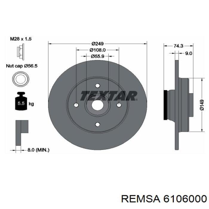 Compre 6106000 Remsa Disco do freio traseiro