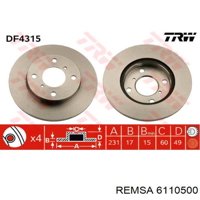 Compre 6110500 Remsa Disco do freio traseiro