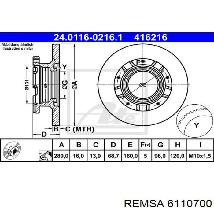 Compre 6110700 Remsa Disco do freio traseiro