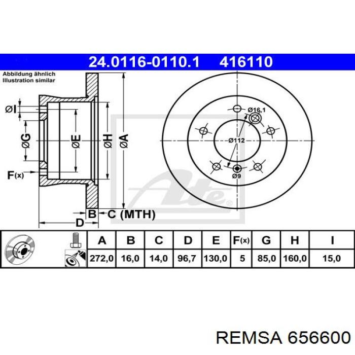 Compre 656600 Remsa Disco do freio traseiro