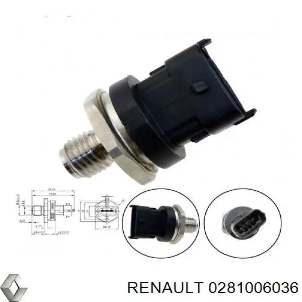 0281006036 Renault (RVI) Sensor de pressão de combustível