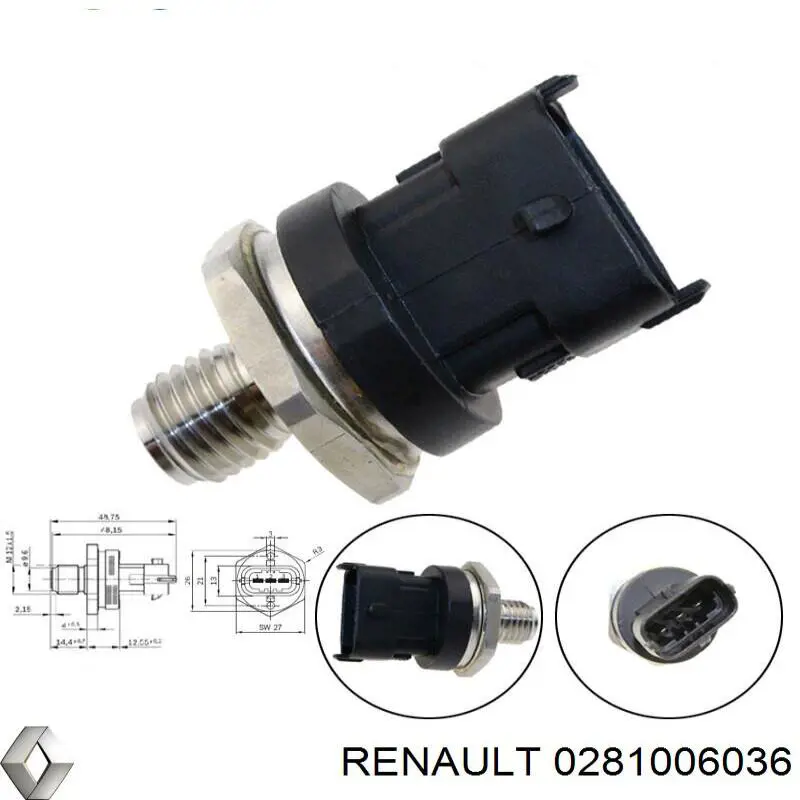 0281006036 Renault (RVI) Sensor de pressão de combustível