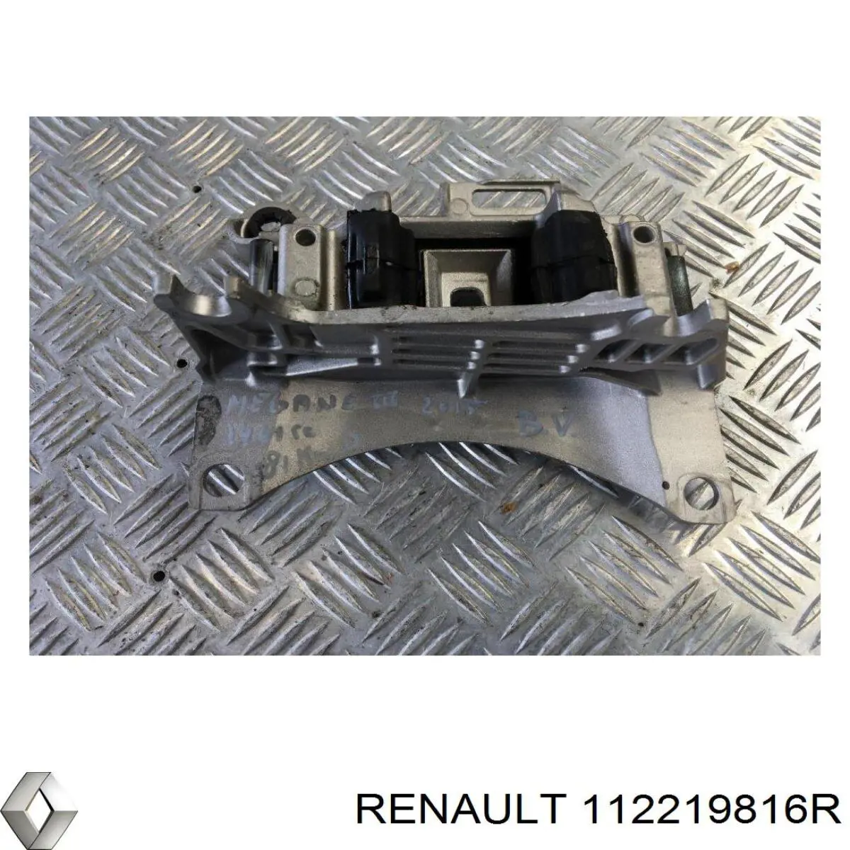 112219816R Renault (RVI) Coxim esquerdo de transmissão (suporte da caixa de mudança)
