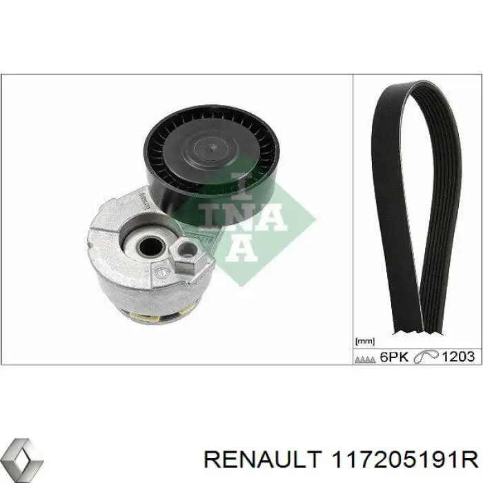 Correia dos conjuntos de transmissão Renault (RVI) 117205191R preço, a partir de 11,10 USD