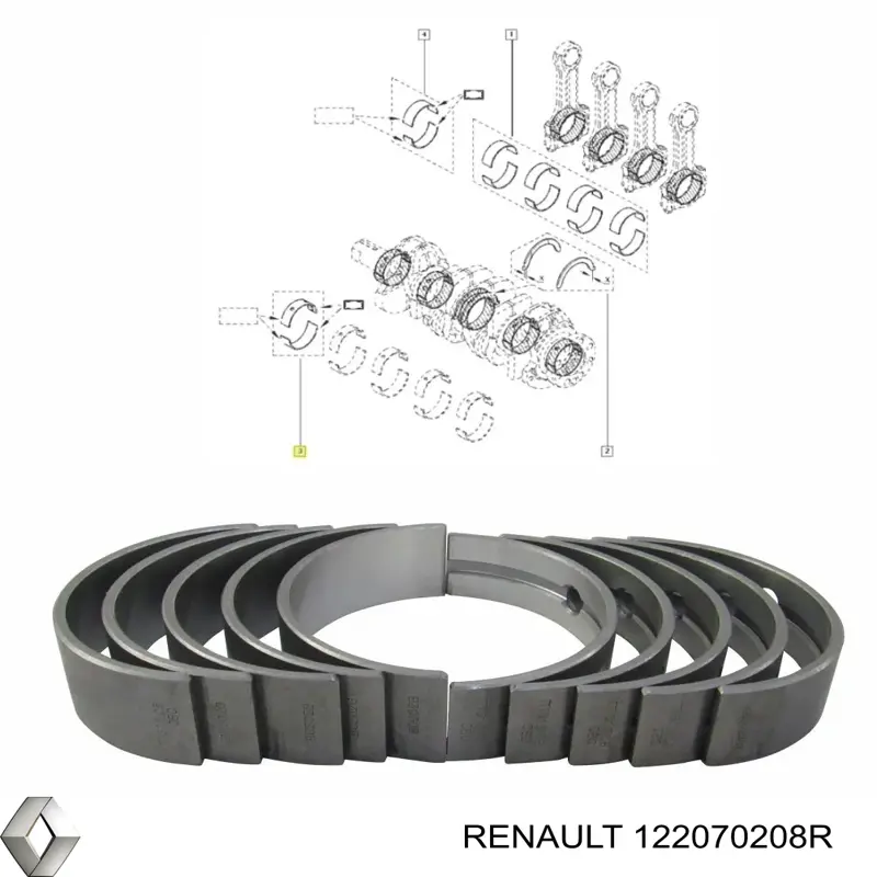 Folhas inseridas principais de cambota, kit, padrão (STD) Genmot GNX5128