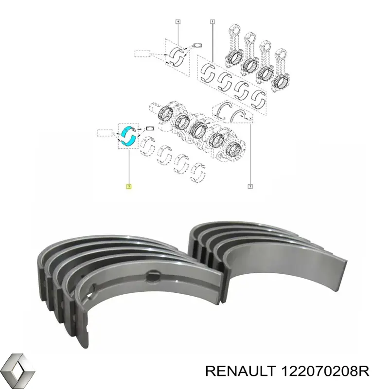 Folhas inseridas principais de cambota, kit, padrão (STD) GNX5128 Genmot