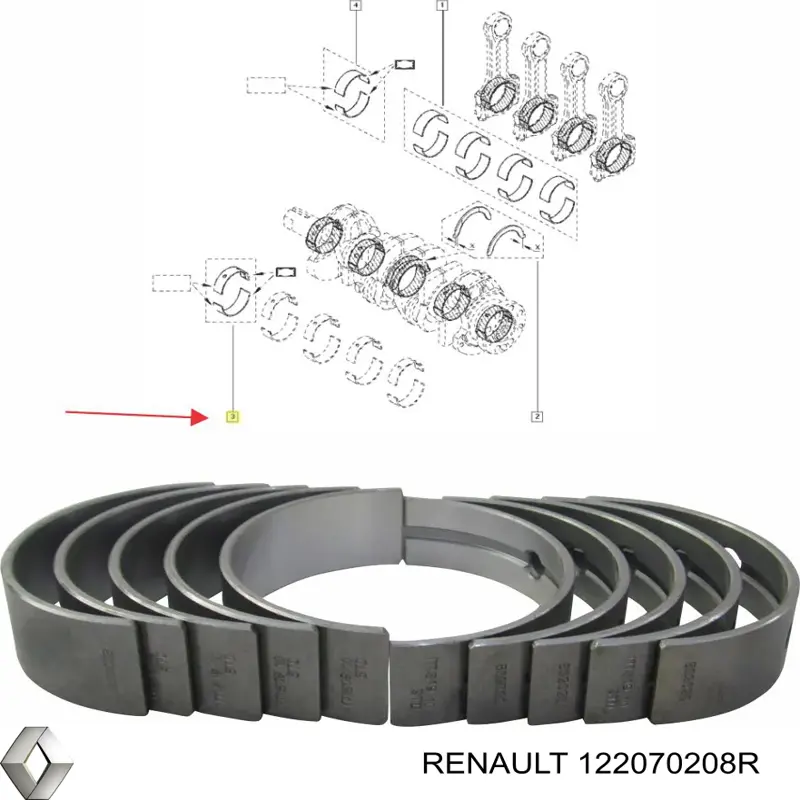 Compre GNX5128 Genmot Folhas inseridas principais de cambota, kit, padrão (STD)