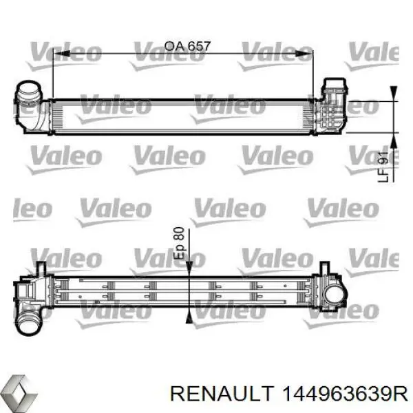 144963639R Renault (RVI) Radiador de intercooler
