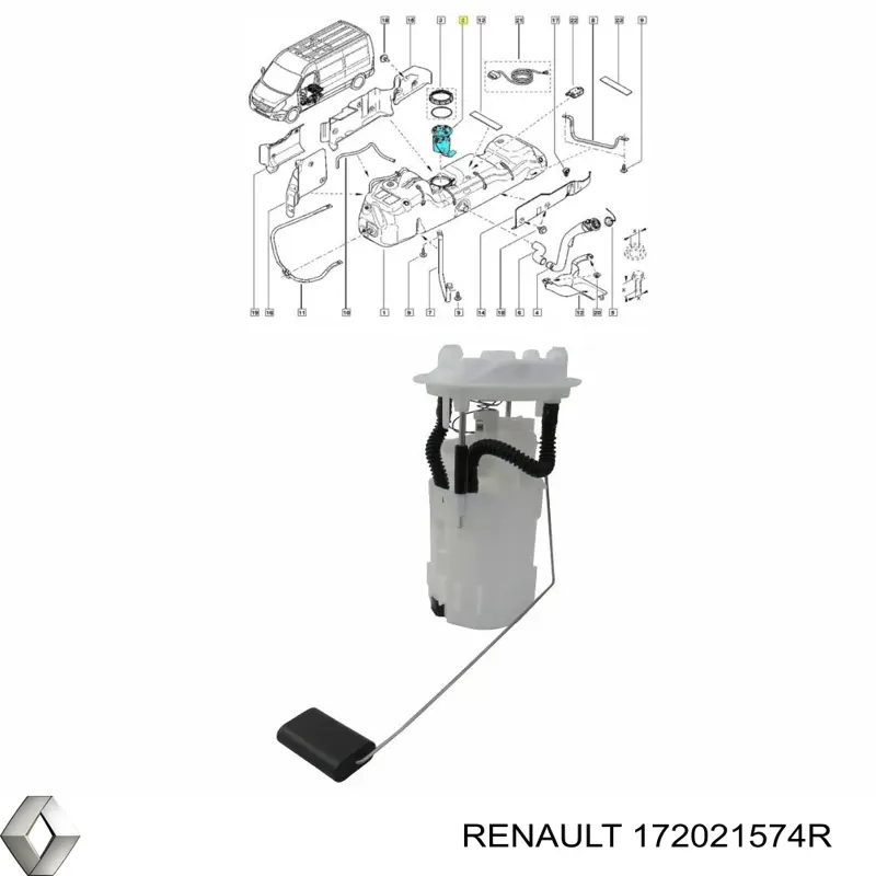 172021574R Renault (RVI) Módulo de bomba de combustível com sensor do nível de combustível