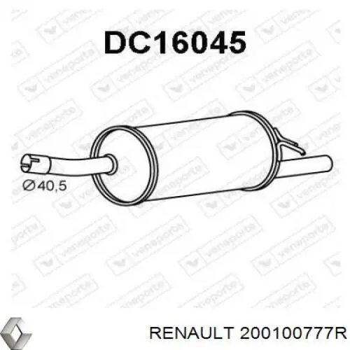 200100777R Renault (RVI) Silenciador, parte traseira