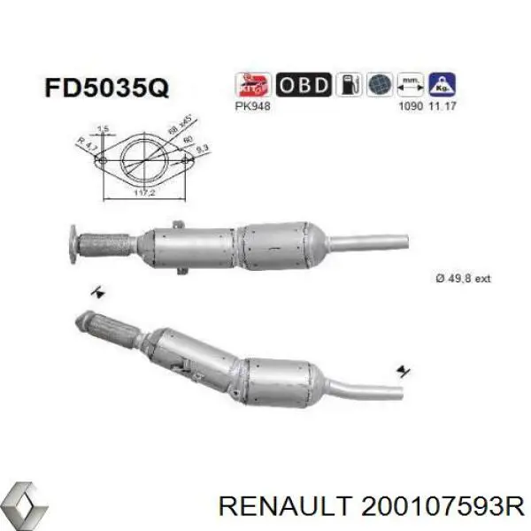 200107593R Renault (RVI) Filtro de partículas do sistema dos gases de escape