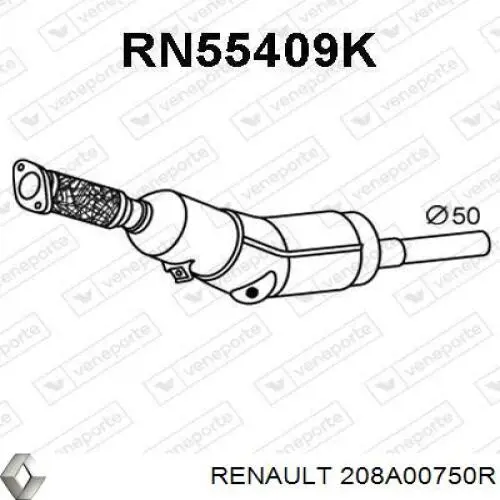 Convertidor - catalisador Renault (RVI) 208A00750R preço, a partir de 646,34 USD