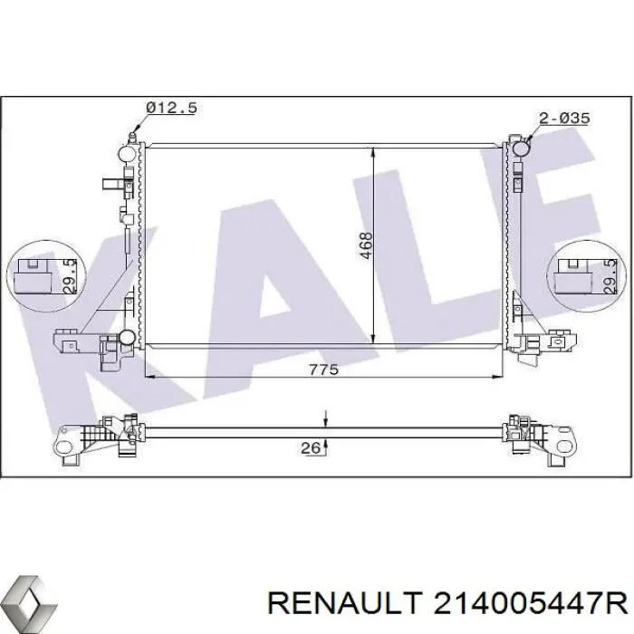 Radiador de esfriamento de motor Renault (RVI) 214005447R preço, a partir de 153,23 USD